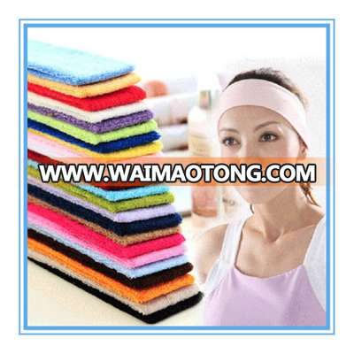 Factory wholesale cheap plain cotton terry cloth fabric unisex sport headband spa headband